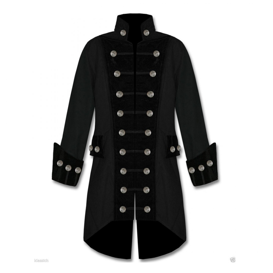 Mens Handmade Red Velvet Trim Goth Steampunk Pirate Men Gothic Coat ...