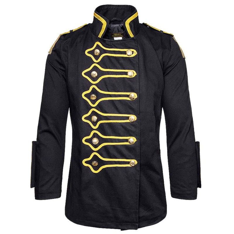 Mens Army Military Gold Hussar Red/black Jacket Steampunk 