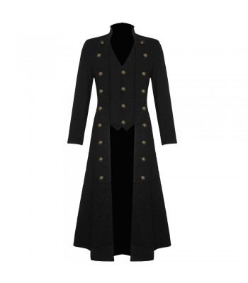 Man Military Gothic Thick Wool Double Breasted Mid-Calf Coat Long Trench