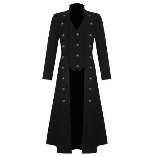 Mens Gold Buttons Coat Men Black Military Coat - GA-MC-10051098