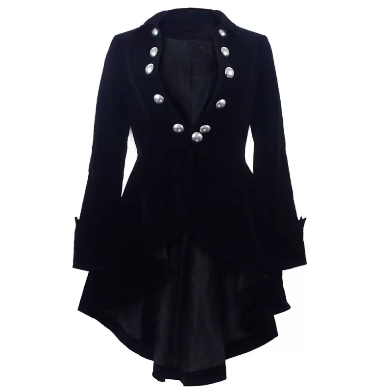 Women Black Velvet Coat Wine Waterfall Gothic Jacket Victorian