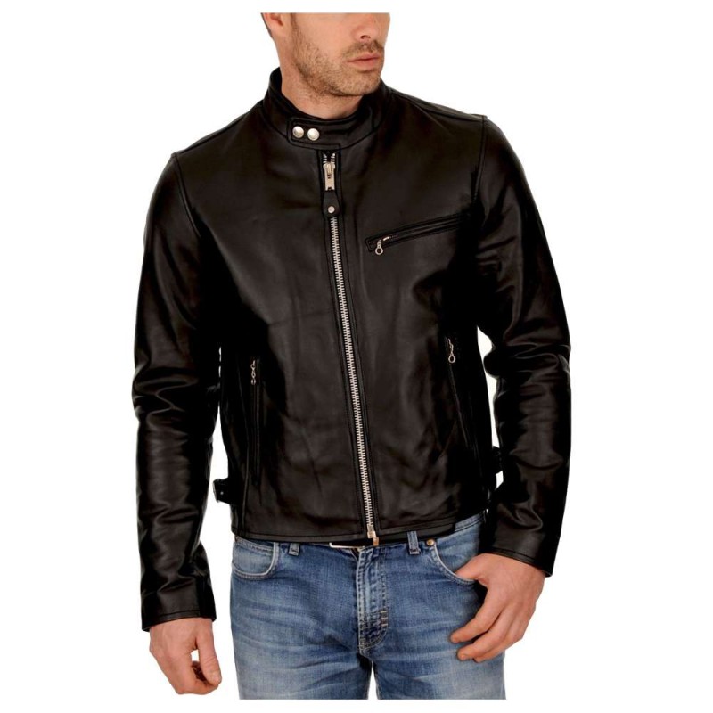 Mens Genuine Lambskin Leather Jacket Black Slim fit Biker Stylish jacket  Coat