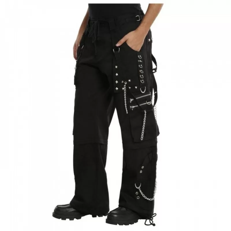 Women Gothic Rave Black Chain Rock Star Straps Metal Punk Show Pants - DARK  ROCK - Premium Gothic Clothing shop for men and women