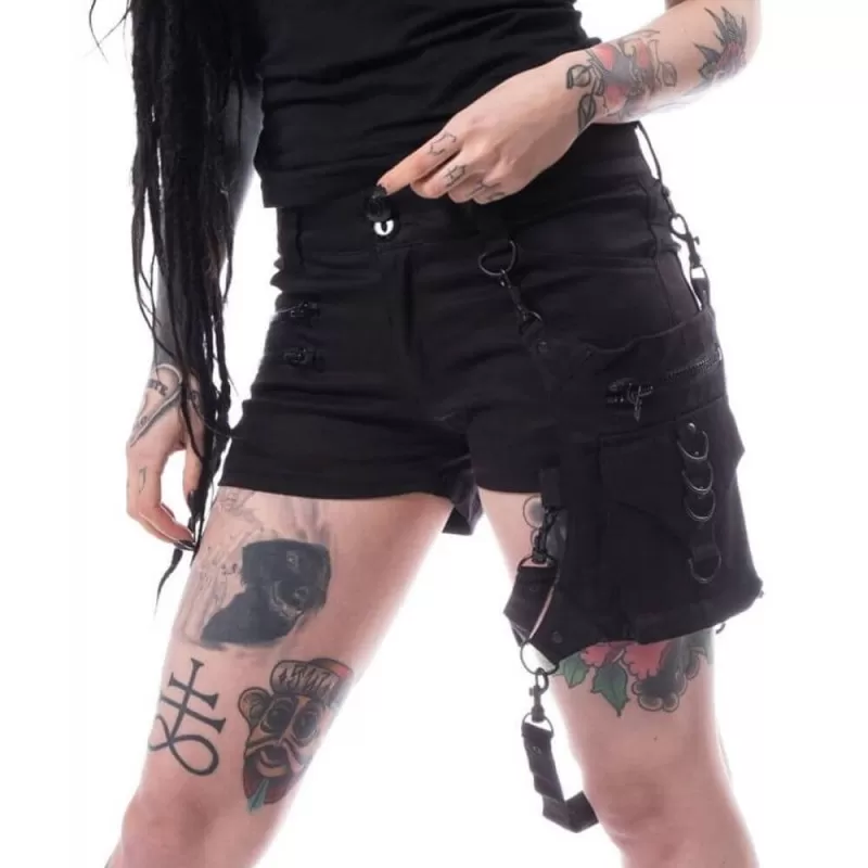 Black Goth Shorts With Garter Belts Built In Edgy Punk