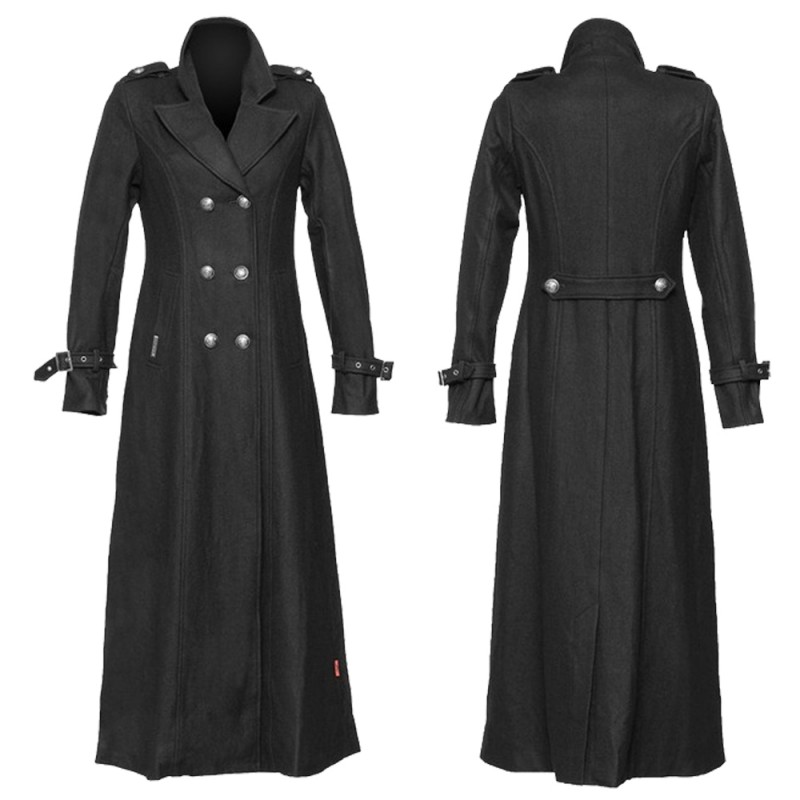 women's long military style wool coat