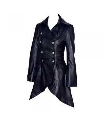 Women Gothic Nemesis Vintage Coat Military Soft Leather Victorian Vampire Goth Coat 