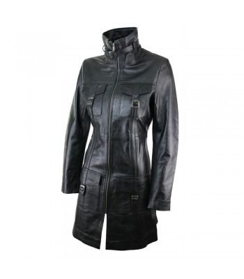 Women Trench Coat Ladies Vintage Soft Washed Real Leather Coat