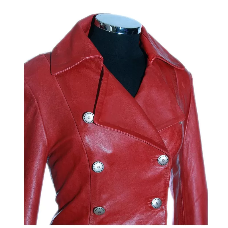 Women Valentine Red Coat Steampunk Leather Coat Military Tail Coat Free ...
