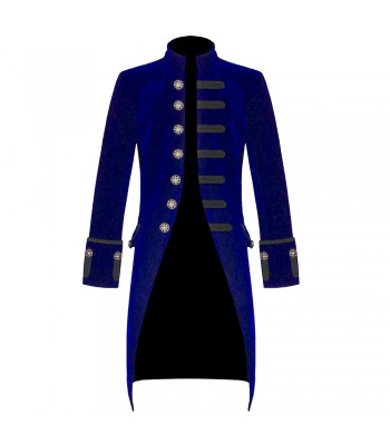 Mens Gothic Victorian Frock Mens Gothic Steampunk Tailcoat Blue Velvet Coat 