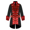 Men Handmade Red Velvet Trim Goth Steampunk Pirate Men Gothic Coat