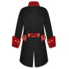 Men Handmade Red Velvet Trim Goth Steampunk Pirate Men Gothic Coat