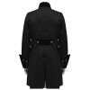 Men Handmade Red Velvet Trim Goth Steampunk Pirate Men Gothic Coat