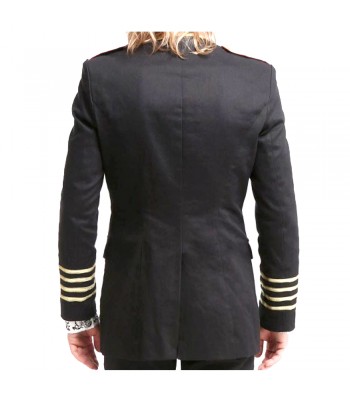 Mens Gold Buttons Coat Men Black Military Coat 