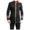 Mens Gold Buttons Coat Men Black Military Coat