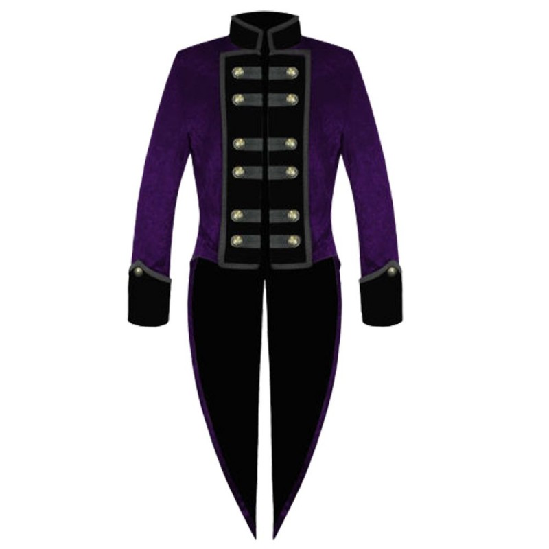 Mens Victorian Tailcoat Purple Steampunk Jacket VTG Tailcoat