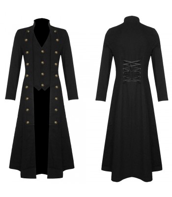 Men Gothic Victorian Coat Twill Steampunk Coat Goth Military Style Coat