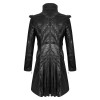 Men Steampunk Coat Black Goth Punk Faux Leather Military Style Coat Tailcoat Frock