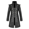 Men Steampunk Coat Black Goth Punk Faux Leather Military Style Coat Tailcoat Frock