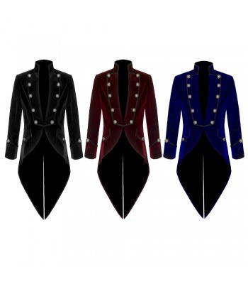 Men Gothic Pentagram Steampunk Victorian Velvet Swallow Tailcoat