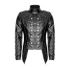 Handmade Men Gothic Heavy Fashion Jacket Pu Leather Military Jacket Uniform Halloween Costume