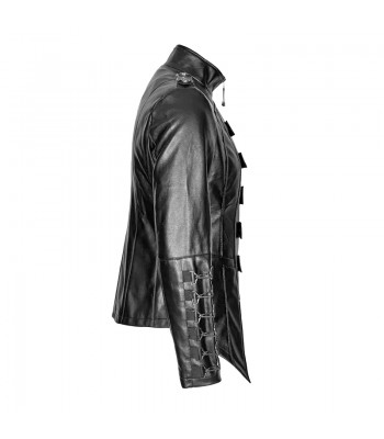 Handmade Men Gothic Heavy Fashion Jacket Pu Leather Military Jacket Uniform Halloween Costume