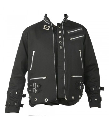 Men Goth Punk Black Jacket Bondage Gothic Eyelet Biker Jacket Fetish Military Jacket