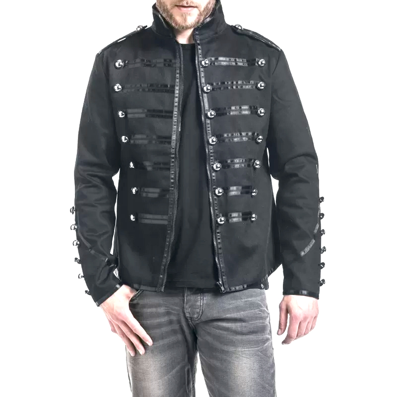 Men Gothic Jacket Black Banned Military Drummer Parade Jacket Goth Punk Adam Ant Style