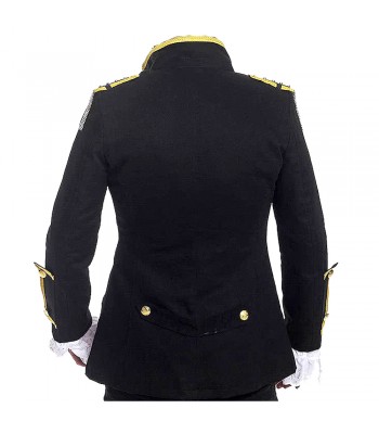 Men Golden Lining Drummer Gothic Jacket Steampunk Black Jacket Hussar Jacket