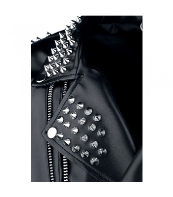 Men Gothic Silver Studded Jacket Brando Biker Leather Jacket Punk Spikes Jacket