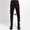 Men Gothic Pant Trippe Band Pant Black and Red Trims Pants Emo Punk Pant