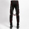 Men Gothic Pant Trippe Band Pant Black and Red Trims Pants Emo Punk Pant