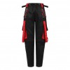 Red Bondage Pants Black Zippers and Laces Pant Punk Pants High Waist Pant