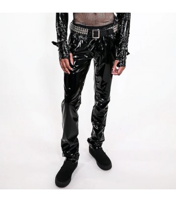 Men Gothic Pant Skinny PVC Vinyl Stretch Jeans Pant