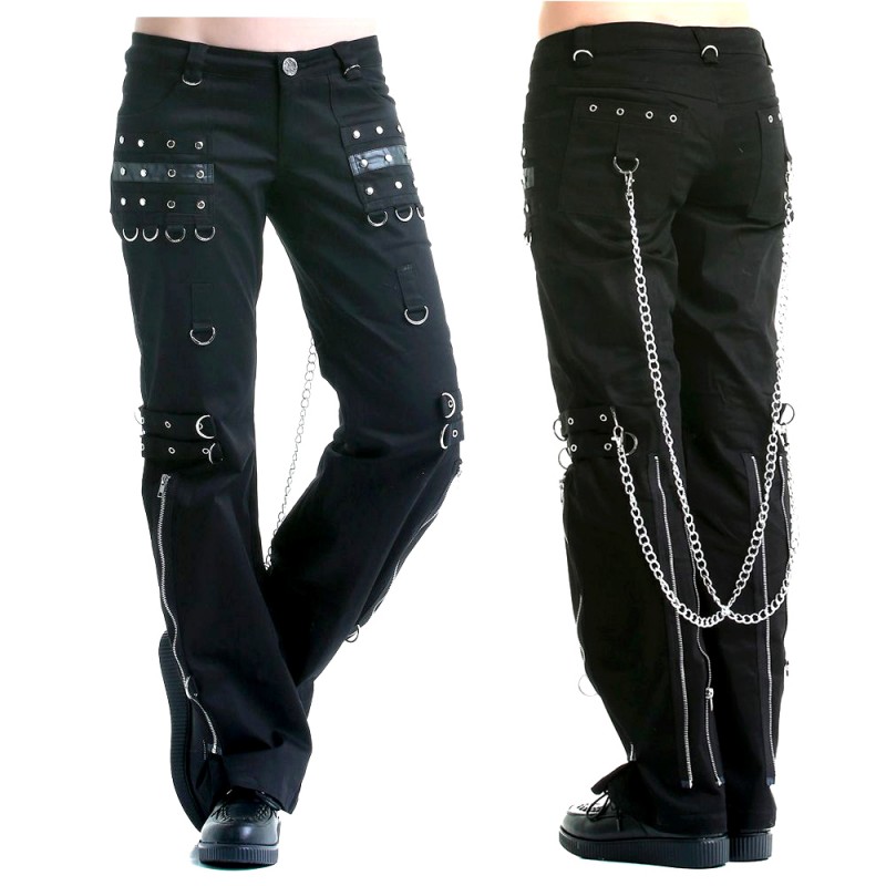 Men Gothic Black Zipper Pant Black Gothic Chained Pant Cotton Pant Cotton