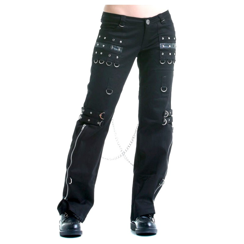 Men Gothic Black Zipper Pant Black Gothic Chained Pant Cotton Pant Cotton