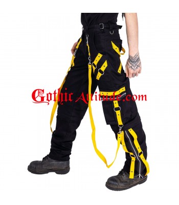 Men High Waist Pants Cargo Trip Pants, Baggy Trouser Vortex Pants CYBER GOTH