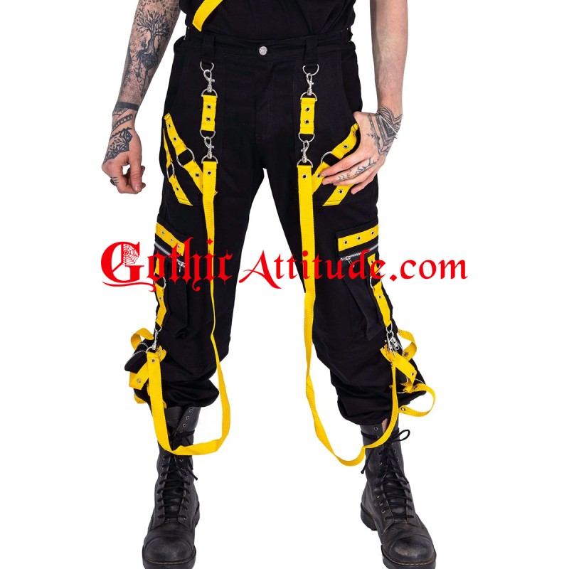 Men High Waist Pants Cargo Trip Pants, Baggy Trouser Vortex Pants CYBER GOTH