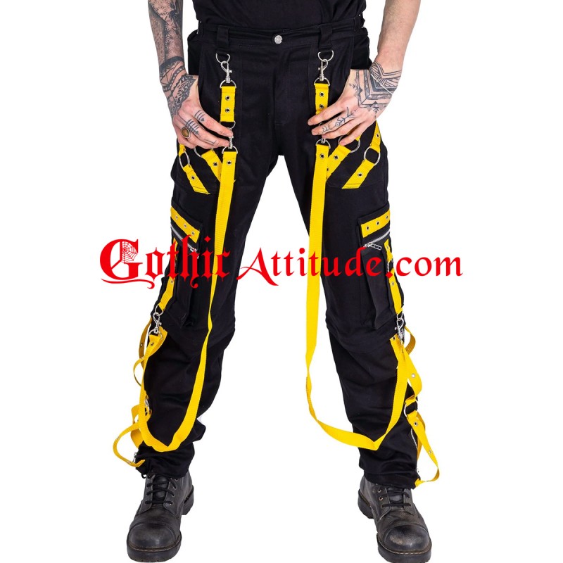 Men High Waist Pants Cargo Trip Pants, Baggy Trouser Vortex Pants CYBER GOTH