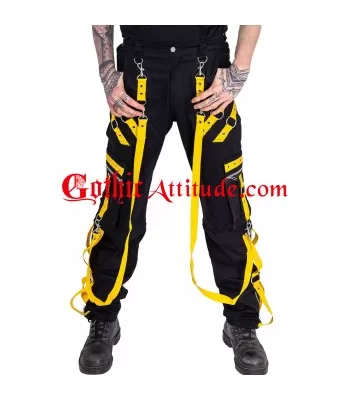 Men's Fashion heavyweight pants faux newest leather trim,Mens gothic fashion pants