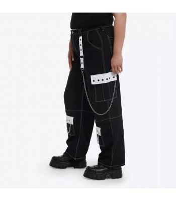 Men Gothic Pant Emo Punk Plus Size Pants Black & White Chain Carpenter Pants