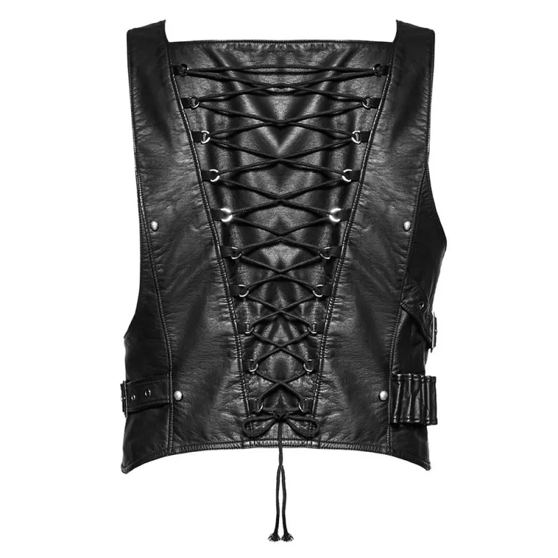 Daysgone Cosplay PU Leather Vest Patch Design Punk Waistcoat Sleeveless  Jackets Black Embroidery Casual Faux Leather Vest CA105 - AliExpress