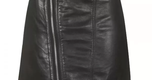 Women's Black Leather Biker Mini Skirt