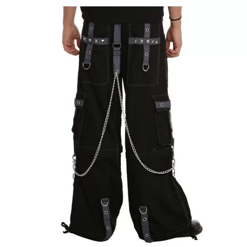 Men Gothic Trouser Black Chain Trouser Zip Off Punk Short Pant Goth