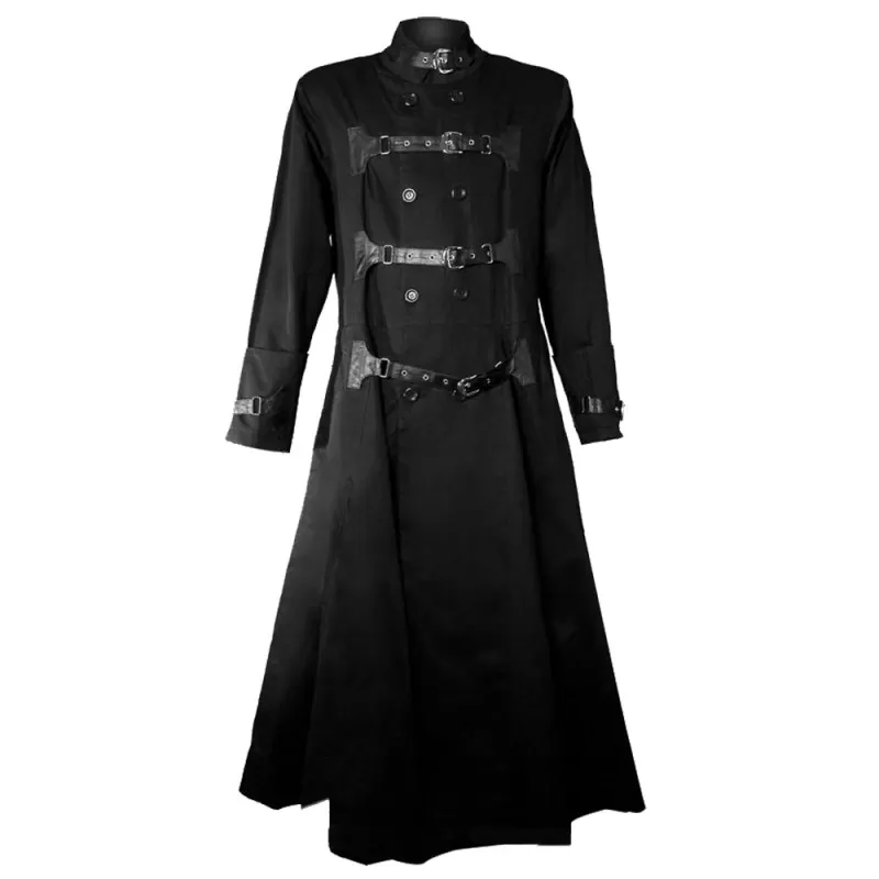 Men's Goth Stand Collar Front Zip Long Jacket – Punk Design