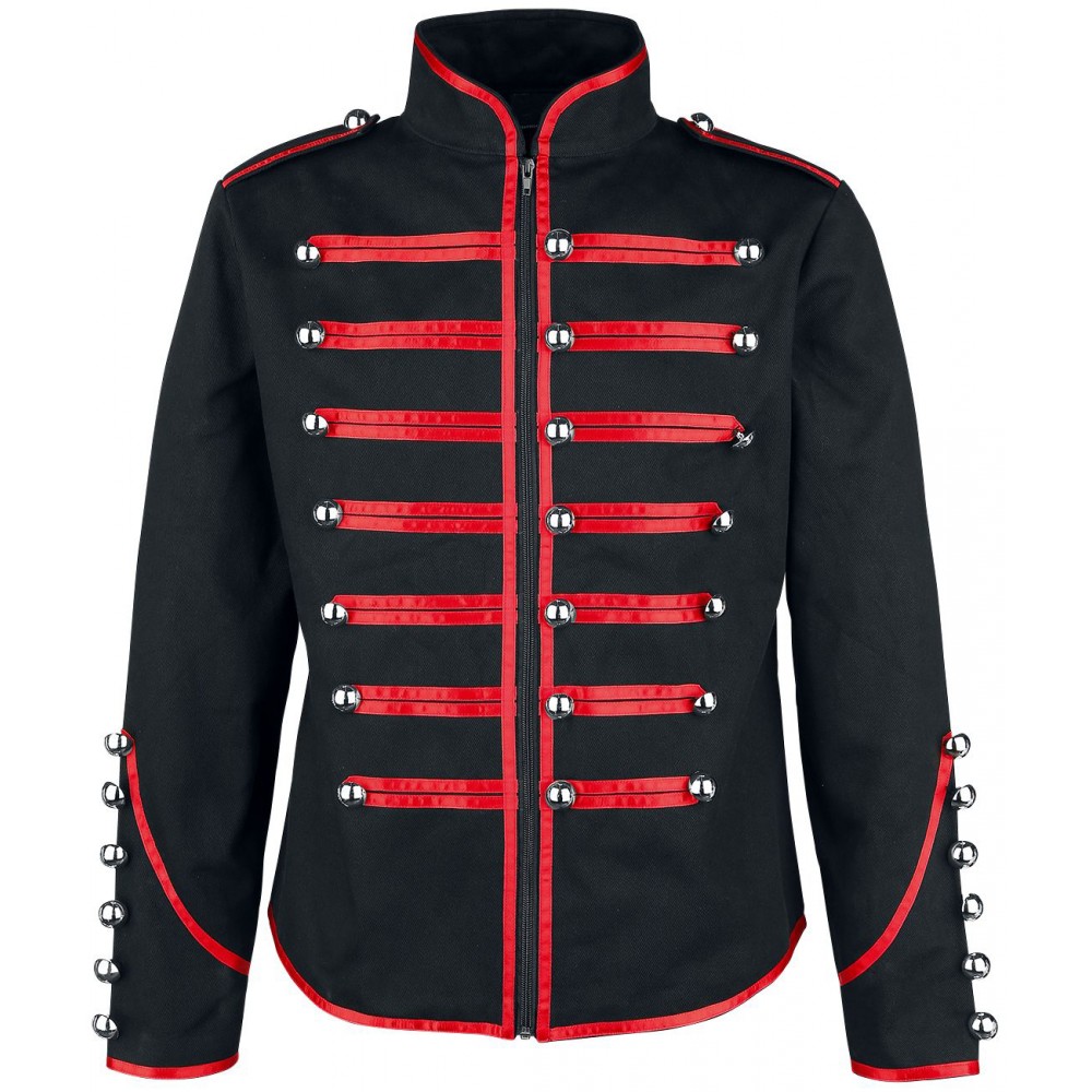 Men Red Parade Military Jacket Steampunk Marching Drummer Jacket