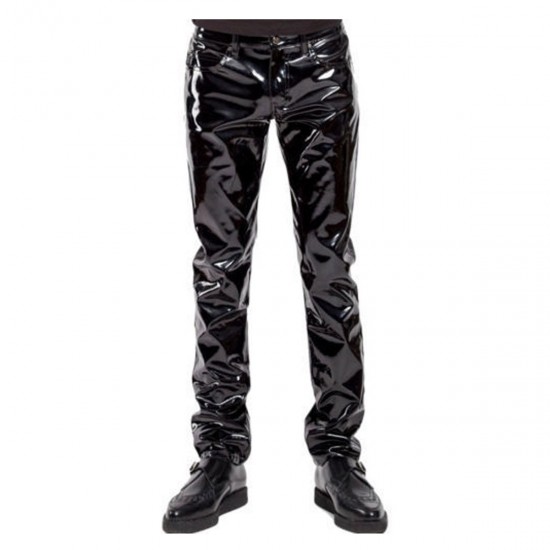 Men SHINY Pant Five Pocket Pant SHINY VINYL Punk EMO PVC Pants Rocker ...