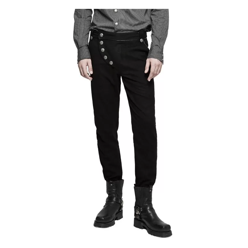 Black Gothic Punk Metal Buckle Long Straight Trousers for Men -  Devilnight.co.uk