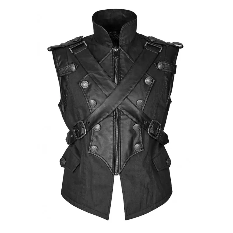 Men's Leather Corset Waistcoat Victorian Steel Boned