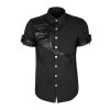 Steampunk Casual Shirt With Black Leather Pocket And Adjustable Straps