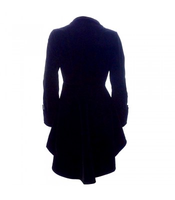 Women Black Velvet Coat Wine Waterfall Gothic Jacket Victorian Ruffle Frock Coats